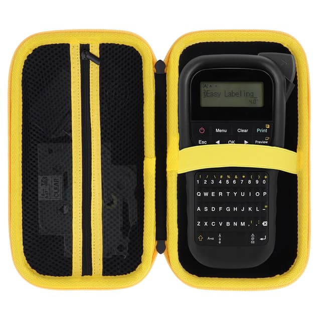 Peyyargo Case Compatible with Brother P-Touch PTH110 / PTH111 Pro / PTE110 Portable Monochrome Label Maker (Black+Yellow Zipper)