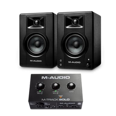 M-Audio Recording, Streaming and Podcasting Bundle – M-Track Solo USB Audio Interface and 120W BX3 Stereo Speakers, Plus a Software Suite Included
