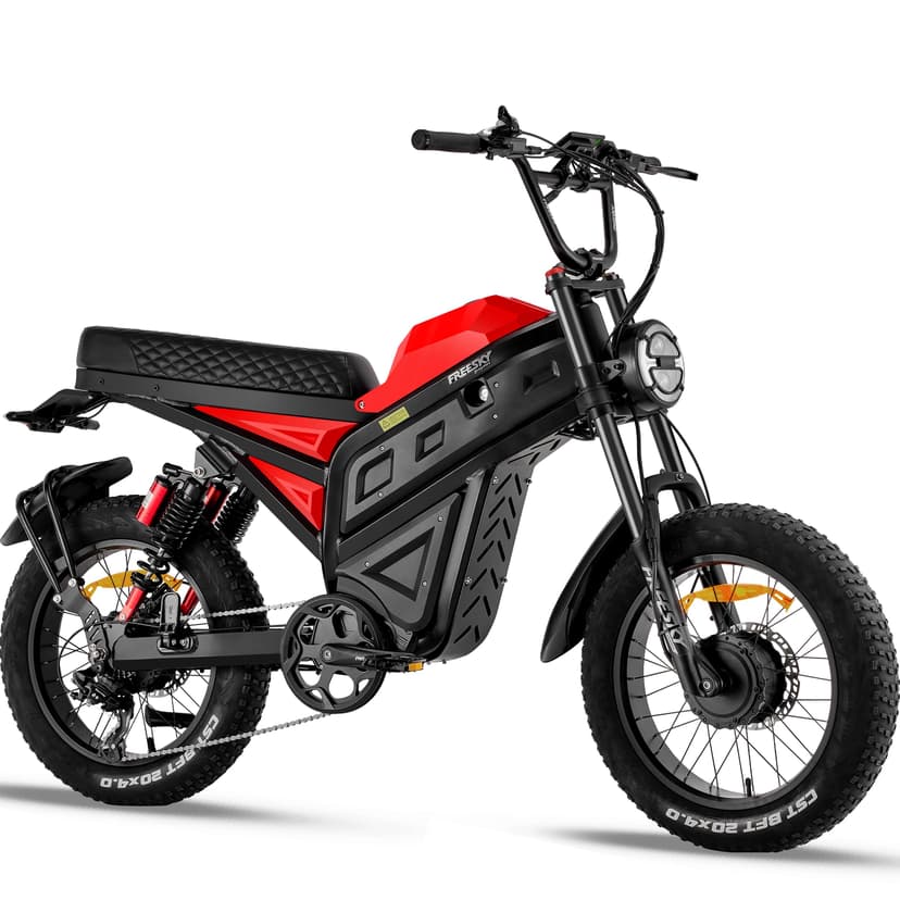FREESKY 4000W Dual Motor Electric Dirt Bike for Adult,2880WH 60AH Battery Up to 45MPH & 200Mile Long Range Moped Ebike,20" Fat Tires All Terrain Mountain E bike,Full Suspension AWD Electric Motorcycle