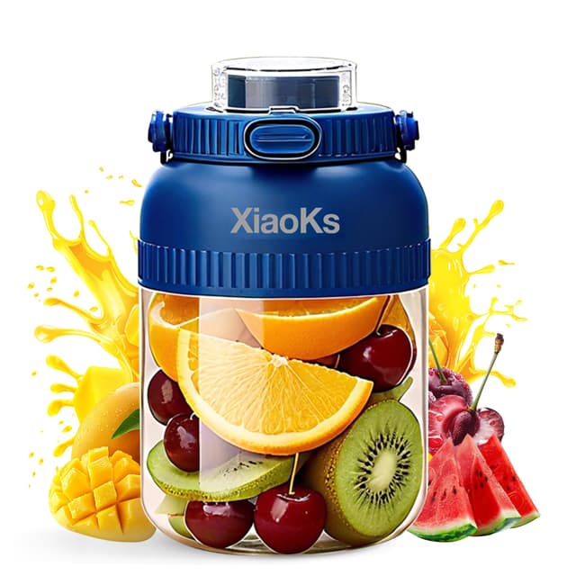 Xiaoks Portable Blender Personal Blenders for Shakes and Smoothies with 43oz Travel Cup, Rechargeable USB with BPA Free Cup and Lid,Small Blenders Cup for Kitchen Office Travel Gym (BLUE)