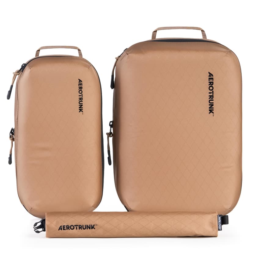 Aerotrunk Ultralight Compression Packing Cubes - Lightweight Travel Organizers for Suitcases and Luggage (3-Pack, Mocha)