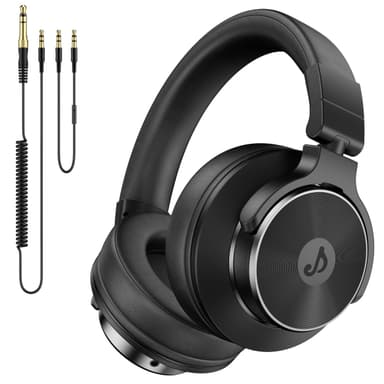 Rumoon Wired Headphones Over Ear, Studio Monitor & Mixing DJ Headphones with 50mm Neodymium Drivers and 1/4 to 3.5mm Jack for Guitar AMP Podcast Piano Keyboard (Black)