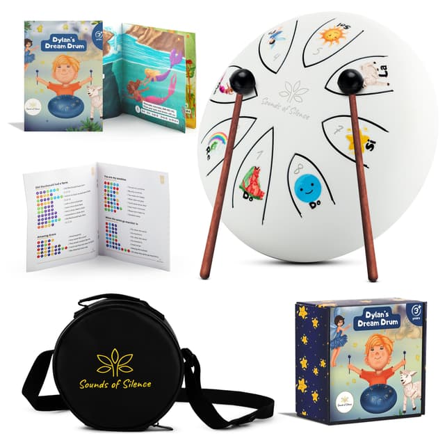 Sounds Of Silence Steel Tongue Drum - Bedtime Story and Drum - Dylan's Dream Drum Musical Gift for Children - Tongue Drum for Kids - Calming Drum, DDD-01