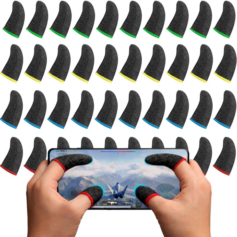 Geyoga 40 Pieces Gaming Finger Sleeve for Thumb Sleeves Mobile Gaming Finger Protector(Rich Colors)