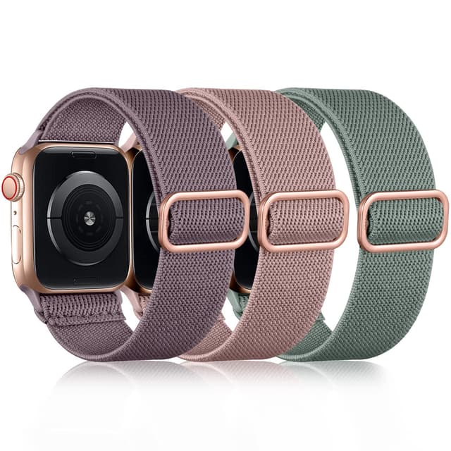 DaQin 3 Pack Stretchy Solo Loop Compatible with Apple Watch Bands for Women 49mm 46mm 45mm 44mm 42mm, Nylon Braided Elastic Strap for iWatch Band Series 11 10 9 8 7 6 5 4 3 SE Ultra 3 Ultra 2 Ultra