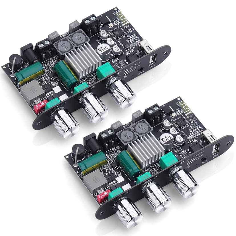 2 Pack ZK-1001U Bluetooth 5.3 Mono Amplifier Board with TWS & Boost Circuit, Mini Audio Amp for Home Outdoor DIY Speakers with 100W Power Output, Treble and Bass, USB/AUX/BT Input, DC 9-24V