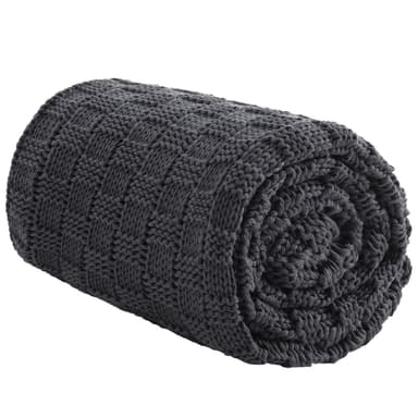 Wellfeel Knitted Weighted Blanket Kids, No Beads Heavy Blanket 36” x 48'' 5lbs, Breathable Chunky Knit Blanket, Cooling Weighted Blanket for Hot Sleepers, Christmas Home Decor (Dark Grey)