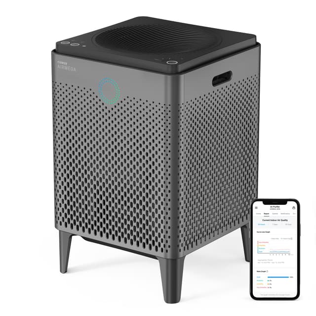 COWAY Air Purifier for Large Room Whole Home Up to 3,120ft², HEPA Filter for Smoke, Allergies, Pet Dander, Odor, App-Enabled, AQI, Smart Mode, Timer, 5yr Warranty, Airmega 400S Graphite
