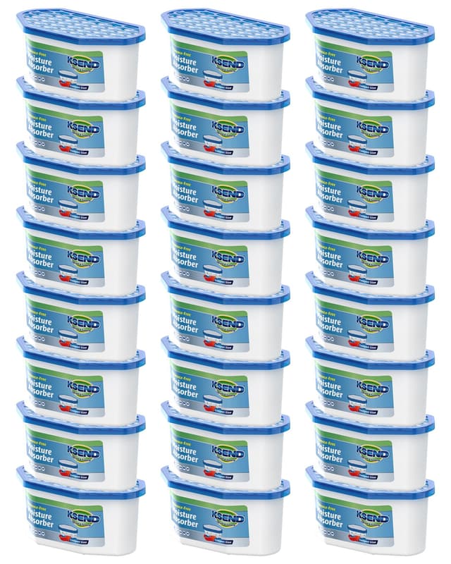Ksend Moisture Absorbers, 24 Pack, Compact Dehumidifier for Closet, Efficient Humidity Absorber Boxes, Moisture Absorber for Closet, Odor Eliminator with Fragrance Free, Blue, 6.4oz, 300ml