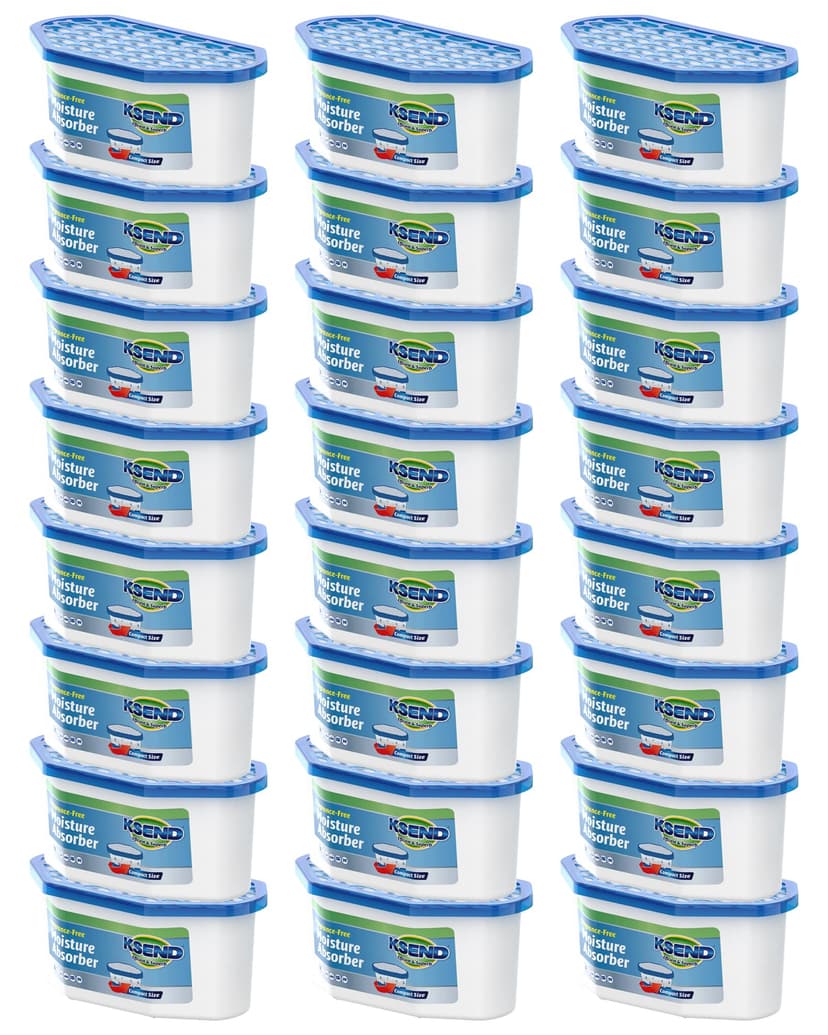 Ksend Moisture Absorbers, 24 Pack, Compact Dehumidifier for Closet, Efficient Humidity Absorber Boxes, Moisture Absorber for Closet, Odor Eliminator with Fragrance Free, Blue, 6.4oz, 300ml