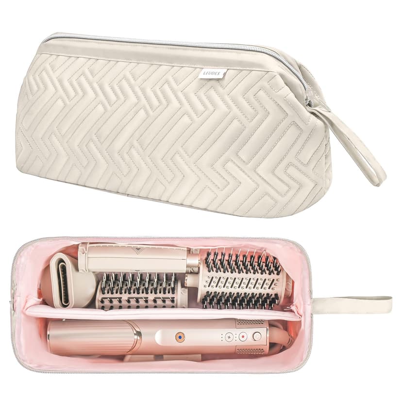 Leudes Hair Tools Travel Bag for Shark Flexstyle Carrying Case Portable Shark Hair Air Wrap Dryer Case Waterproof Dustproof Flat Curling Iron Travel Organizer (Beige)