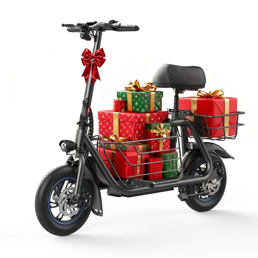 URBANMAX Electric Scooter with Seat, 550W Motor, 18.6MPH Top Speed, 20 Miles Range, Adults Electric Scooter with Large Storage Basket for Pets Dogs and Items,C1S-V1