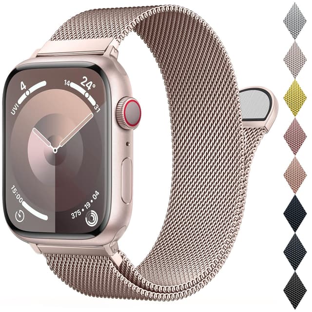 BELONGME Mesh Metal Loop Compatible with Apple Watch Band 40mm 41mm 38mm 42mm Series 11 10 9 8 7 6 5 4 3 2 1, SE 3 2 1 Women Men, Stainless Steel Strap with Magnetic Clasp for iWatch Bands