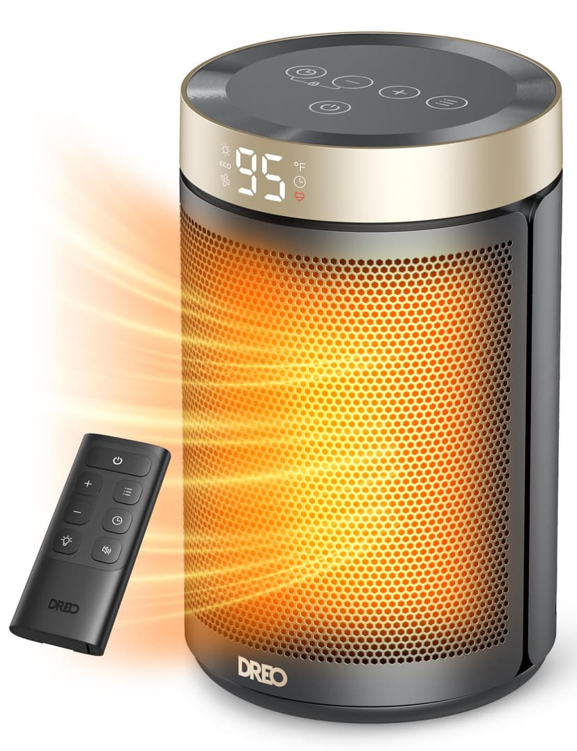 DREO Space Heater, Portable Electric Heaters for Indoor Use with Thermostat and Remote, 2024 Upgraded, Digital Display, 12H Timer, 5 Mode, 1500W PTC Ceramic Fast Safety Heat for Office Bedroom Home