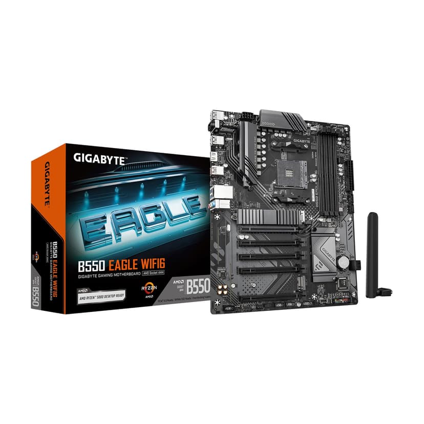 GIGABYTE B550 Eagle WIFI6 AMD AM4 ATX Motherboard, Supports Ryzen 5000/4000/3000 Processors, DDR4, 10+3 Power Phase, 2X M.2, PCIe 4.0, USB-C, WIFI6, GbE LAN, PCIe EZ-Latch, EZ-Latch, RGB Fusion
