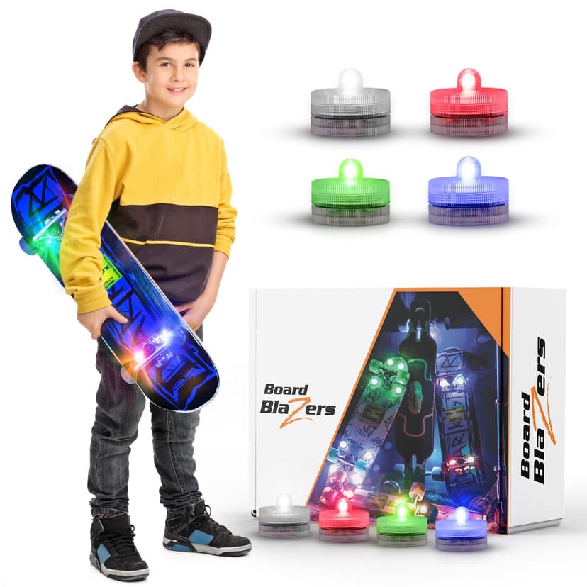 Board Blazers Crazy Color Changing LED Underglow Skateboard Lights - Christmas Gifts for Skateboarders, Skateboard Accessories for Kids, Kid Stocking Stuffers, Scooters Lights for Night Riding