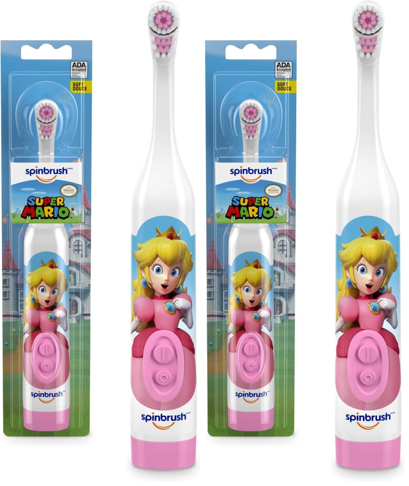 Spinbrush Princess Peach Kids Electric Battery Toothbrush, Soft, 1 ct (Pack of 2)