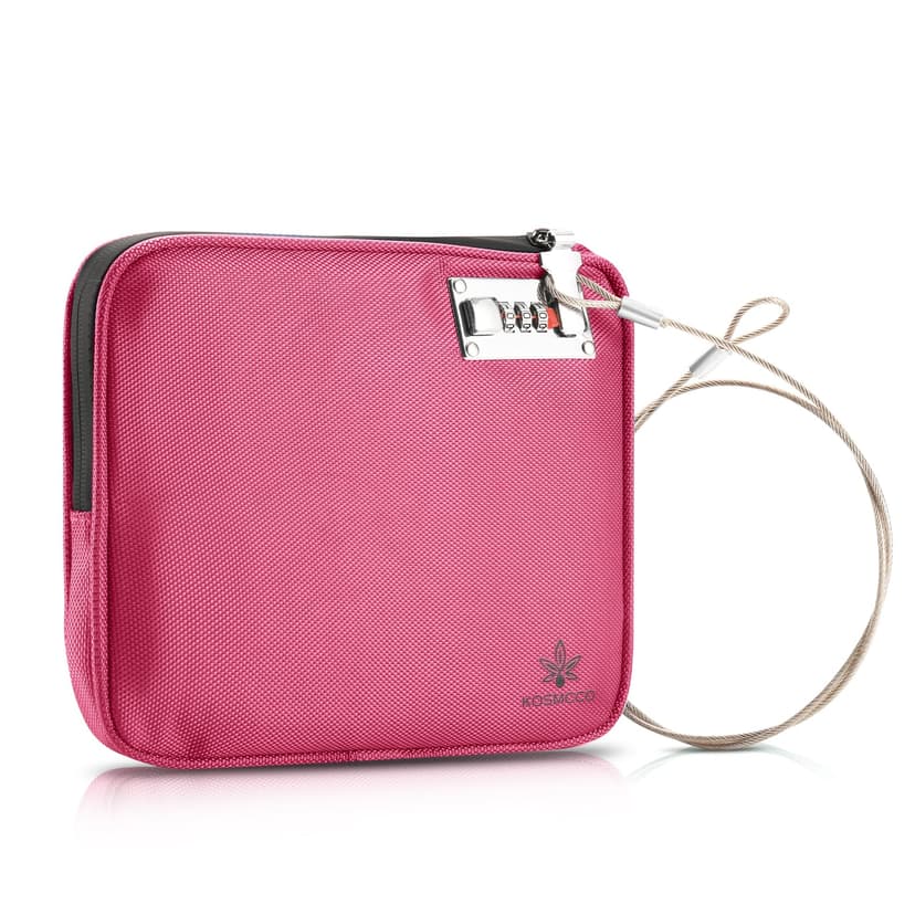 KOSMCCO Anti-Theft Locking Beach Bag, 9x7.5-inch Portable Beach Safe for Securing Your Valuables and Phone – Rose Red