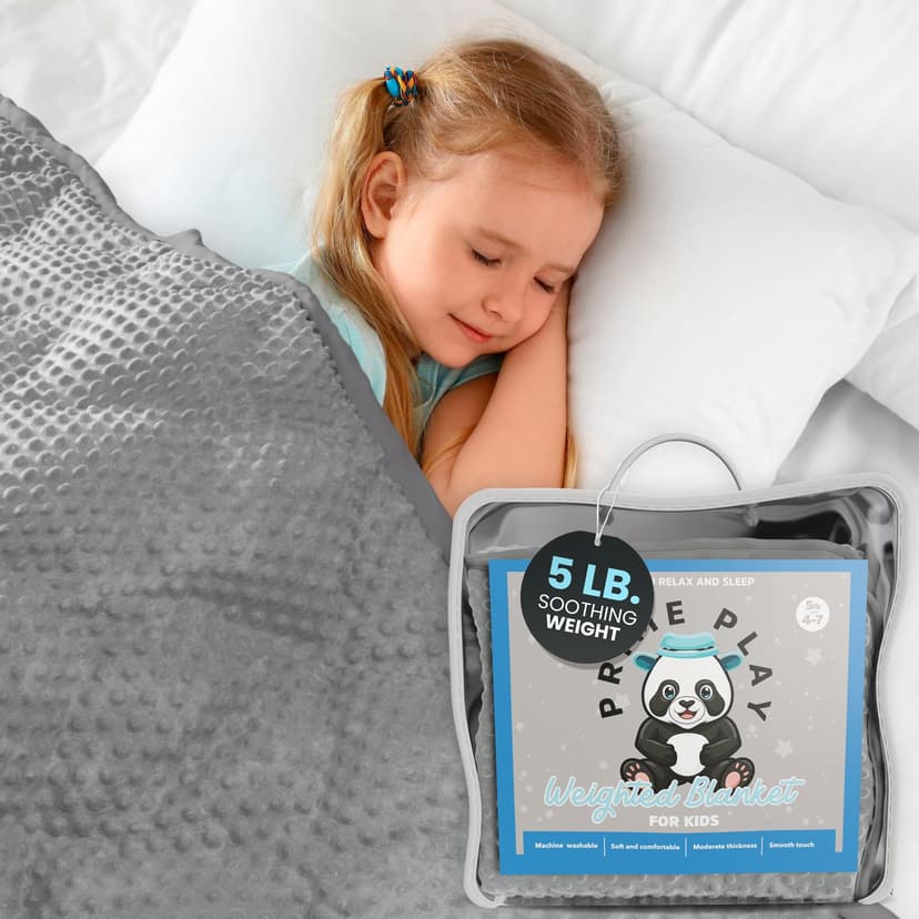 5lb Child's Weighted Blanket - Kids Weighted Blanket 5 Pounds (36" x 48") - Cute Dotted Texture Sensory Blanket - 5 lbs Weight Blanket for Kids Ages 4 to 7 - Machine Washable, Travel Friendly (Grey)