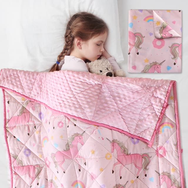 LOYIGA Weighted Blanket with Removable Duvet Case 3lbs 36” x 48”,Reversible Heavy Blanket (Pink)