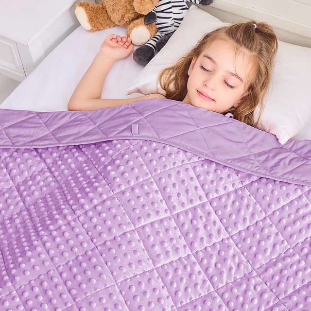 yescool Weighted Blanket 5 Pounds, Blanket Gifts for Boys and Girls, Small Weighted Throw Blankets Washable Heavy Blankets, Winter Weighted Comforter for 40-70lbs, 36 * 48in, Light Purple