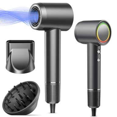 D YS0N Hair Dryer Alternatives, 160000RPM Professional High Speed Ionic Blow Dryer, 500 Million Negative Ions & Heat-Control & Low Noise Hairdryer & Magnetic Diffuser, Fast Drying, No Heat Damage