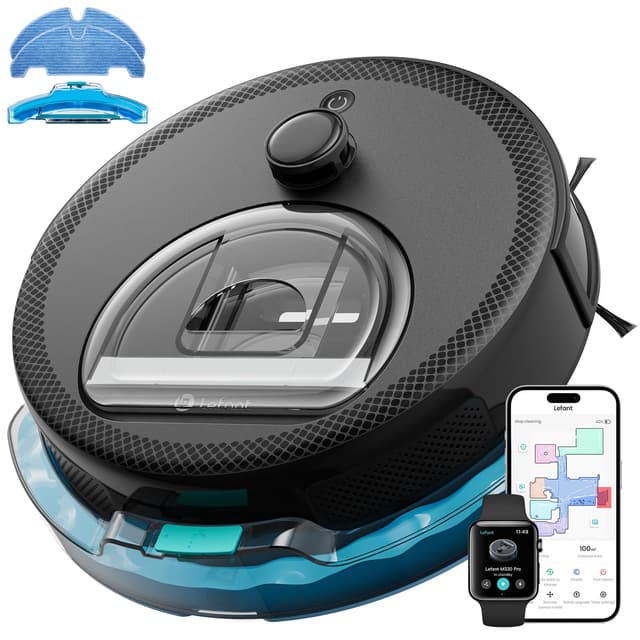 Lefant LiDAR Robot Vacuum and Mop, 450ml Visible Dustbin, Upgraded 190° PSD Obstacle Avoidance, Customized Cleaning, Multi-Floor Mapping, 150 Mins Runtime, 2.4G/5G WiFi, Pet Hair & Carpets, M330 Pro