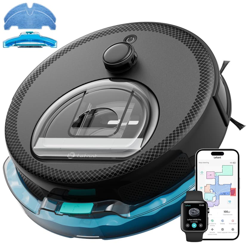 Lefant LiDAR Robot Vacuum and Mop, 450ml Visible Dustbin, Upgraded 190° PSD Obstacle Avoidance, Customized Cleaning, Multi-Floor Mapping, 150 Mins Runtime, 2.4G/5G WiFi, Pet Hair & Carpets, M330 Pro