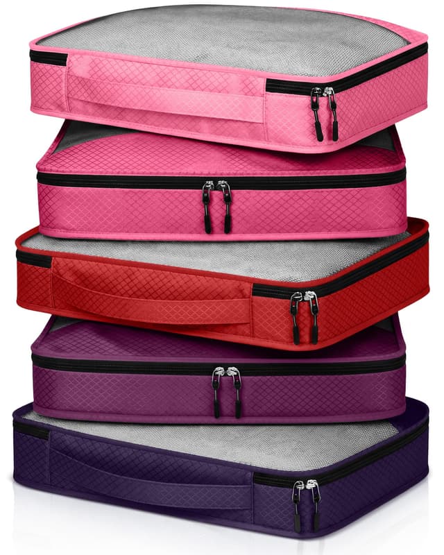 Bulyoou 5 Pcs Packing Cubes for Suitcase Large Travel Cubes Carry on Luggage Organizer Bags for Clothes Accessories(L,Purple)