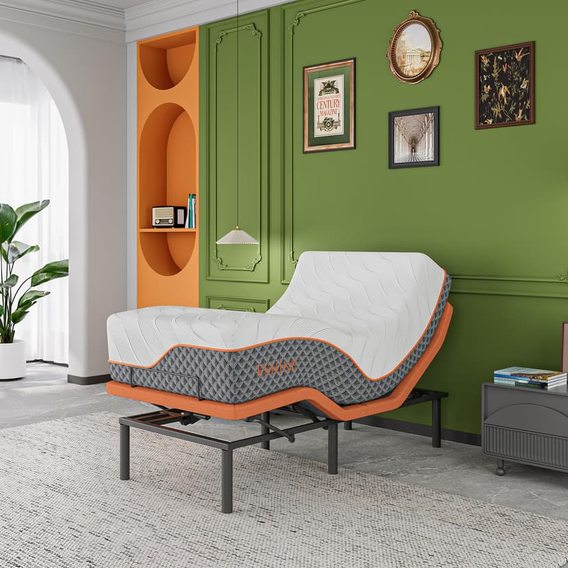 ESHINE Twin XL Adjustable Bed Frame with 14" Hybrid Mattress | Pillow-Tilt, Smart APP Control, Zero Gravity, Full-Body Massage, 319 Spring System, Dual USB & Under-Bed Light – 5000 Series