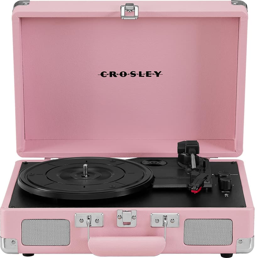 Crosley CR8005E-BH Cruiser Plus Vintage 3-Speed Bluetooth in/Out Suitcase Vinyl Record Player Turntable, Blush