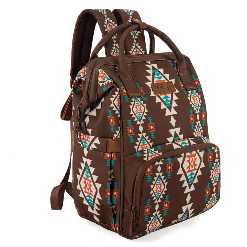 Wrangler Aztec Backpack Organized Daypack Travel Baby Bag with Stroller Strap and Side Bottle Pockets WG2204-9110CF