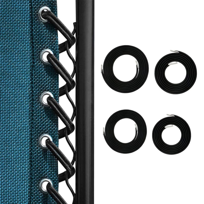 SunnyZoo Professional Replacement Cords for Zero Gravity Chair(4 Cords), Zero Gravity Recliner Repair Tool for Lounge Chair, Bungee Chair Cord (Black)