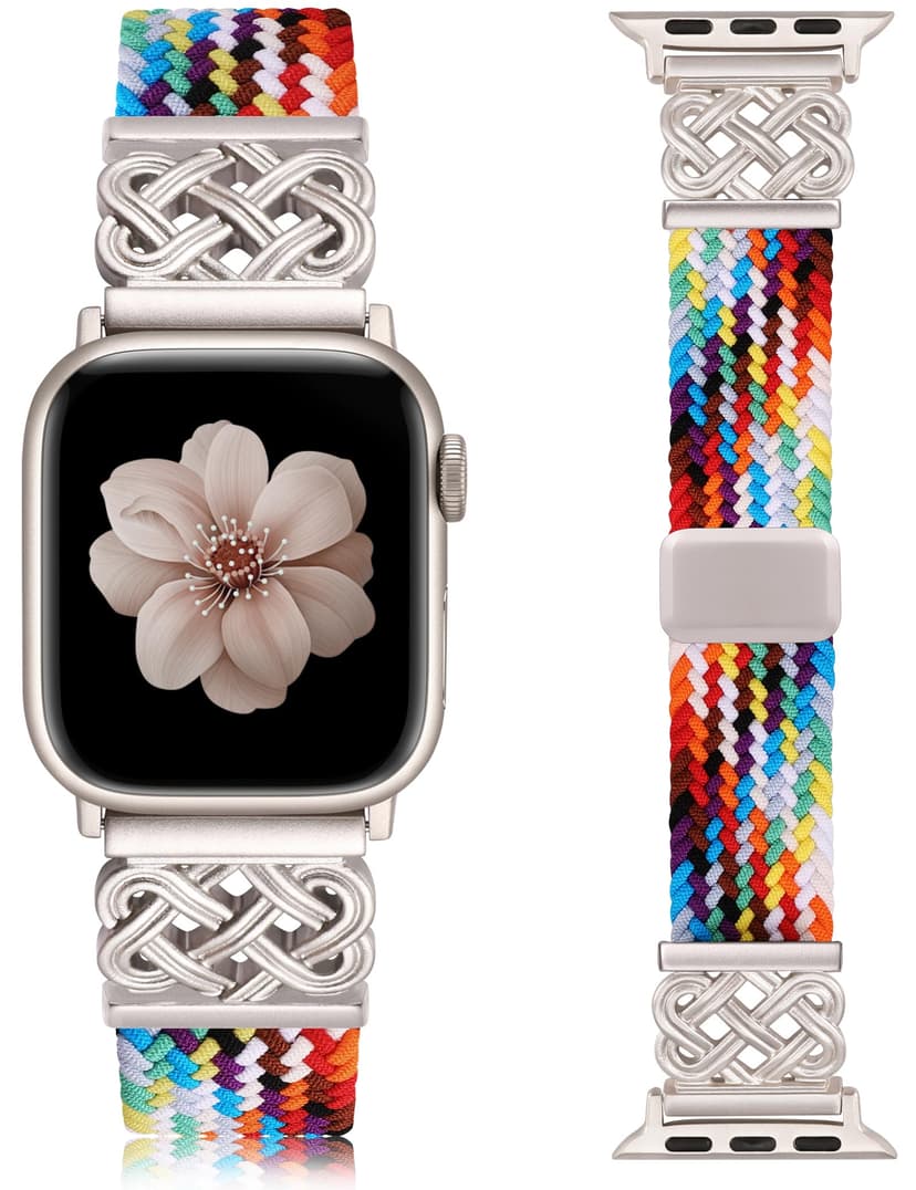 TOYOUTHS Braided Magnetic Band Compatible with Apple Watch Bands 42/44/45/46/49mm Women Men, Dressy Celtic Metal Fancy Stretchy Bracelet Strap for iWatch Series 11 10 9 8 7 6 5 4 SE/Ultra 3 2 1