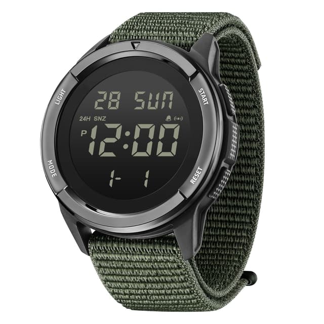 CakCity Digital Watch Military Watches for Men Black Tactical Sports Waterproof Men's Women's Wrist Watch with LED Backlight Nylon Band Stopwatch,Green