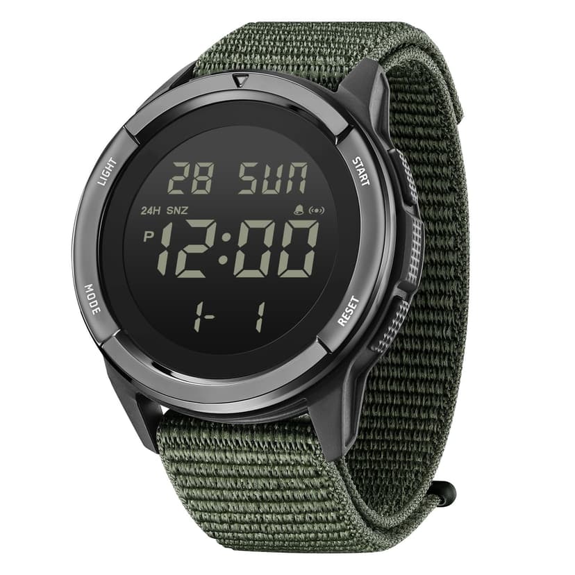 CakCity Digital Watch Military Watches for Men Black Tactical Sports Waterproof Men's Women's Wrist Watch with LED Backlight Nylon Band Stopwatch,Green