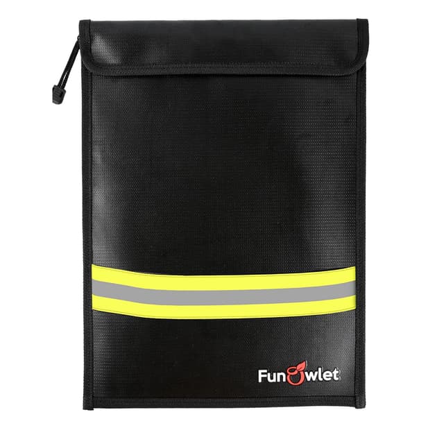 Fireproof Waterproof Money Document Bag - 15" x 11" Upgraded Zipper Bags, Fire & Water Resistant Storage Organizer Pouch for A4 A5 Documents Holder,File,Cash,Jewelry,Passport,Tablet,Laptop (Black)