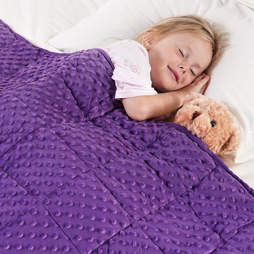 Kivik Weighted Blanket 5 Pounds, Cooling Soft Minky Dotted Heavy Blankets Throw for Better Relaxing & Sleeping, Machine Washable, 36 x 48 Inches, Purple