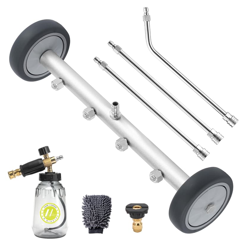 M MINGLE Undercarriage Pressure Washer Attachment, 16 Inch Powerful Under Car Washer with Foam Cannon and Car Wash Mitt, 4000 PSI