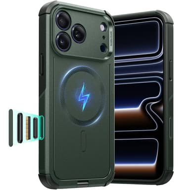 ESR for iPhone 17 Pro Case, 7X Military-Grade Drop Protection, Shock-Absorbing Rugged Cover with Camera Control Button, MagSafe Accessories Compatible, Cyber Series, Olive Green