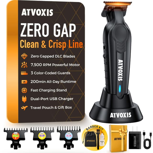 ATVOXIS Hair Trimmer for Men, Trimmers for Barbers, Zero Gapped T Liners Clippers, T Blade Trimmer, Line Up Shape Up Edgers Clippers for Men