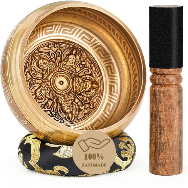 Tibetan Singing Bowls, Authentic Meditation Sound Bowls Handcrafted in Nepal for Yoga, Chakra Healing, Mindfulness, Self Care Spiritual Gifts for Women