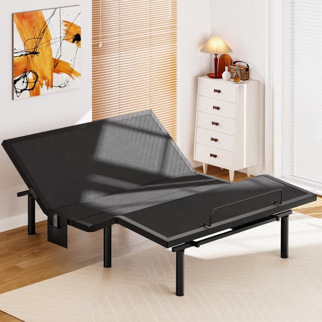 Amada Queen Adjustable Bed Base, Bed Frame with Head & Foot Incline, Wireless Remote, 4 USB Ports & LED Night Light, Head & Foot Incline, Electric Bed with 4 Height Options, 01B-Q
