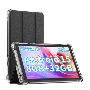 IWEGGO Android 15 Tablet with Case, 7 Inch 8GB RAM+32GB ROM/ 1TB Expandable Computer, 5MP Camera Tablets, 1.6Ghz Quad-core Processor, 3000mAH Battery Tablet PC, 5G WiFi, Games 7'' Android Laptop Black