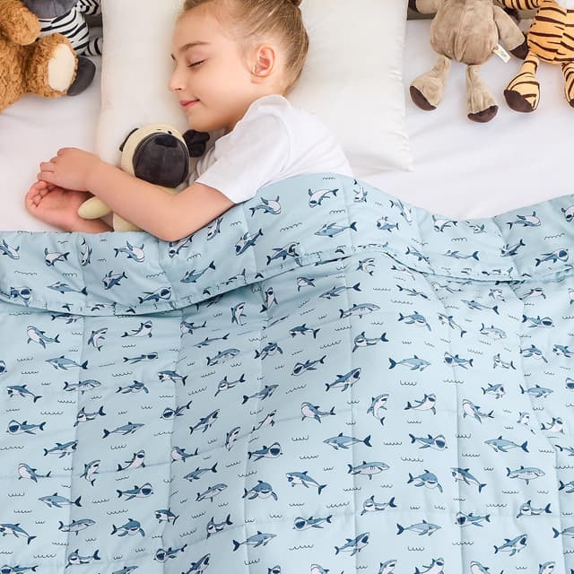 yescool Shark Weighted Blanket 7 Pounds Cooling Weighted Lap Blanket, Heavy Blankets for Sleeping, Weighted Throw Blanket Gift for 60-80lbs, 40"x60"