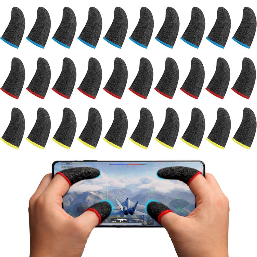 Geyoga 40 Pieces Gaming Finger Sleeve for Thumb Sleeves Mobile Gaming Finger Protector(Multiple Colors)