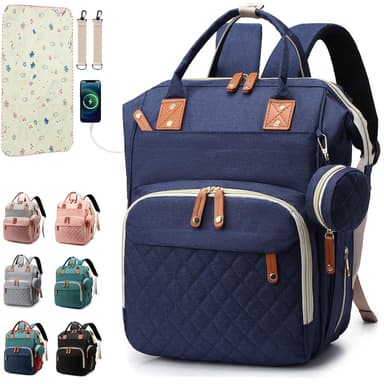 SHITIESHOU Diaper Bag Backpack Baby Bag, Baby Girl Boy Diaper Bag for Dad Mom with Pad, 16 Pockets, Pacifier Case, Large Diaper Bags Unisex for Travel (Blue)