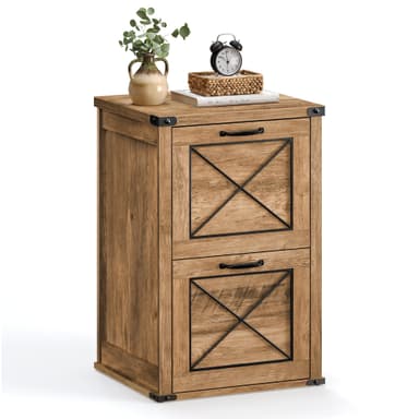 VASAGLE File Cabinet, Filing Cabinet with 2 File Drawers, Printer Stand, Fit A4, Letter Size, Hanging File Folders, Modern Farmhouse Style, for Home Office, Honey Brown UOFC048T41