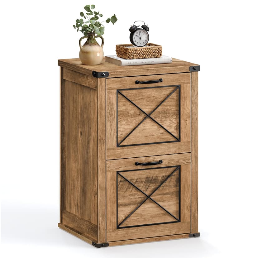 VASAGLE File Cabinet, Filing Cabinet with 2 File Drawers, Printer Stand, Fit A4, Letter Size, Hanging File Folders, Modern Farmhouse Style, for Home Office, Honey Brown UOFC048T41