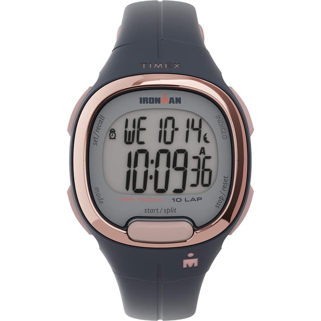 Timex Women's Ironman Triathlon Transit 33mm Resin Strap Watch – Rose Gold Top-Ring & Navy Resin Strap